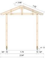 Zeichnung - Holzvordach Odenwald Typ1 22° mit Seitenwand gerade