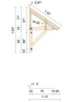 Zeichnung - Holzvordach Odenwald Typ1 34° mit Kopfband