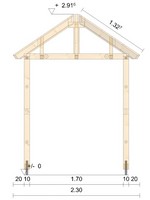Zeichnung - Holzvordach Odenwald Typ1 34° mit Seitenwand gerade