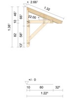 Zeichnung - Holzvordach Odenwald Typ2 22° mit Kopfband