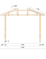 Zeichnung - Holzvordach Odenwald Typ3 22° mit Strebe gerade