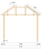 Zeichnung - Holzvordach Odenwald Typ3 34° mit Strebe gerade