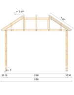 Zeichnung - Holzvordach Odenwald Typ4 34° mit Strebe gerade