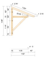 Zeichnung - Holzvordach Pfaelzerwald 22° Dachneigung