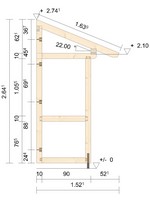 Zeichnung - Holzvordach Pfaelzerwald 22° mit Seitenwand gerade