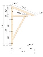 Zeichnung - Holzvordach Pfaelzerwald 22° mit Strebe gerade
