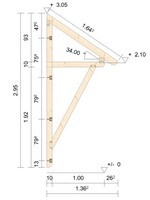 Zeichnung - Holzvordach Pfaelzerwald 34° mit Strebe gerade