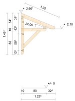 Zeichnung - Holzvordach Westerwald 22° Dachneigung