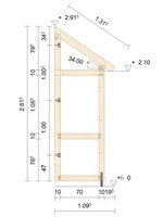 Zeichnung - Holzvordach Westerwald 34° mit Seitenwand gerade